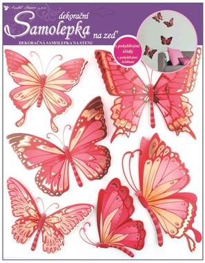 Wall Sticker 30,5x30,5 cm, Pink Butterflies w/moving wings