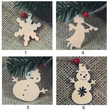 Wooden Stencil Christmas 6 cm, 4 pcs Bag