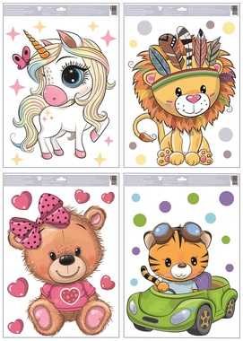 Window Clings Color Animals 30 x 50 cm 