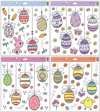 Window Clings Easter Eggs with Glitter 30 x 33,5 cm