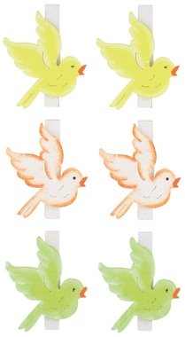 Wooden Bird 4,5 cm on Clip 6 pcs