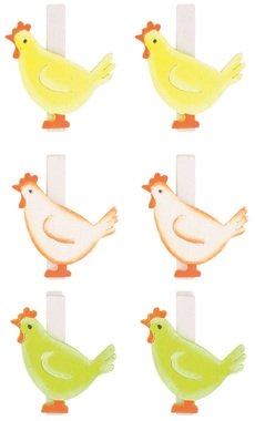 Wooden Hen 4,5 cm on Clip 6 pcs