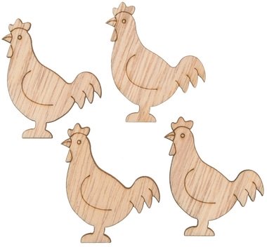 Wooden Hen 4 cm W/Double-Sided Tape 24 pcs