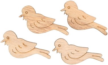 Wooden Bird 3,5 cm W/Double-Sided Tape 24 pcs