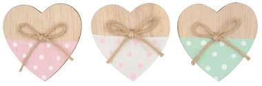 Wooden Heart 6,5 cm on Clip 3 pcs