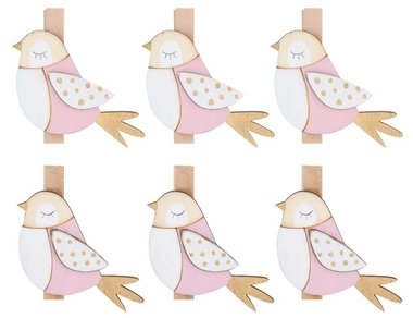 Wooden Bird on peg 4 cm, 6 pcs