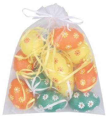 Hanging Eggs 6 cm, 12 pcs in Organza Bag 