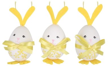 Hanging Eggs Rabbits 6 cm, 3 pcs