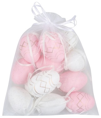 Hanging Eggs 6 cm, 12 pcs in Organza Bag 