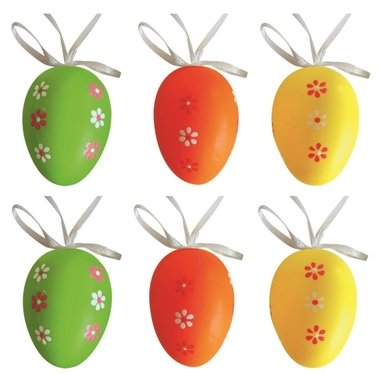 Plastic Eggs for hanging 6 cm, 6 pcs in a Bag