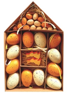 Set of 28 pcs - Plastic Eggs Orange MIX of sizes, Decoration in a Box