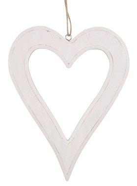 White Wooden Heart for hanging 19.5 cm