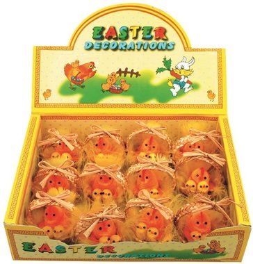 Easter Chicken 5 cm in Basket, 12 pcs in box