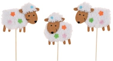 Felt and Plush Sheep on Stick 8 cm + Stick 