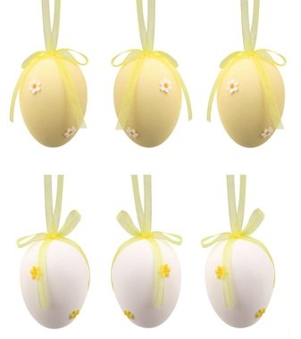 Hanging Plastic Eggs 5 cm, 6 pcs in Bag