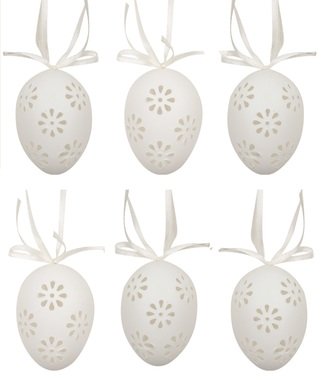 Hanging Plastic Eggs 6 cm, 6 pcs in Polybag