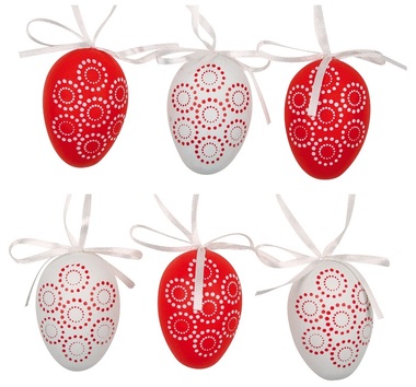 Hanging Plastic Eggs 6 cm, 6 pcs in Bag