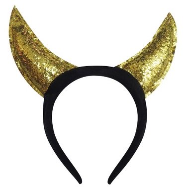 Headband with Devil Horns (Gold Shine)