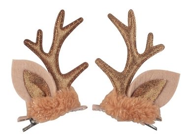 Reindeer Ears on Clip Brown 8,5 cm, 2 pcs 