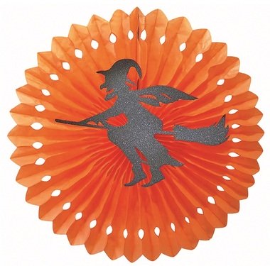 Paper Fan with Witch Deco hanging 40 cm