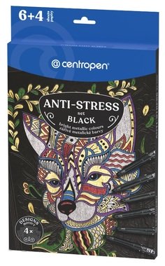 Anti-stress Coloring Books with 6 Metallic Markers, CENTROPEN