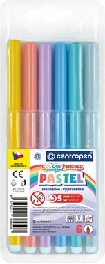 Pastel Markers, 6 colors, washable