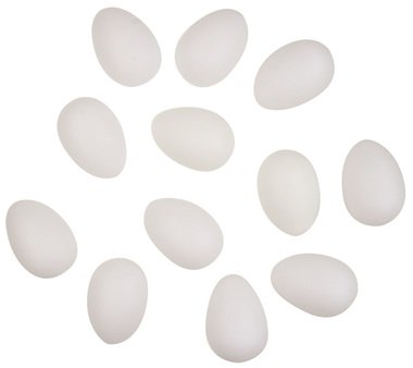 Plain white Plastic Eggs 6 cm, 12 pcs in Polybag